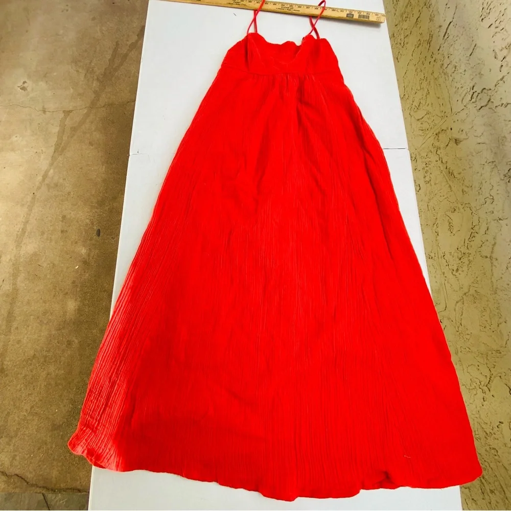 Red Gauze Maxi Dress Boho Cottagecore Sundress Small NWT Summer Abercrombie